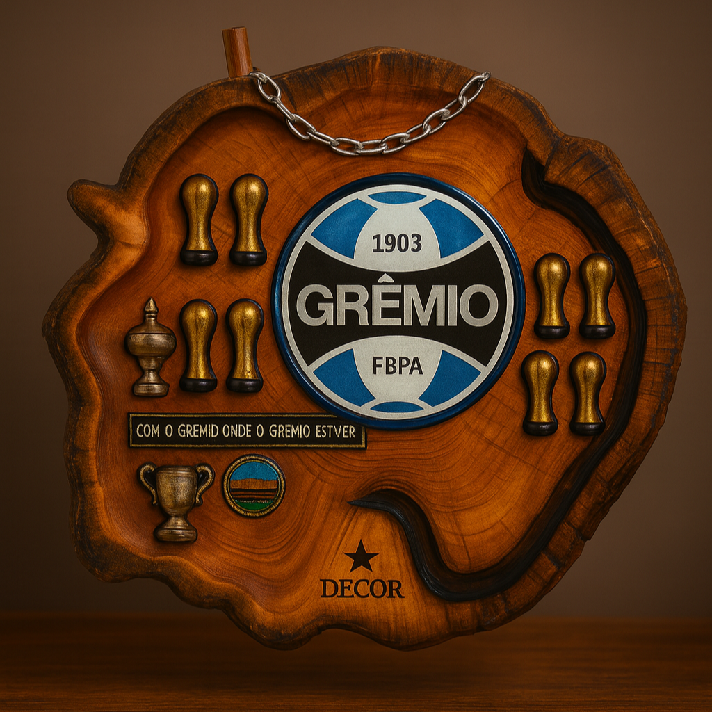 Tábua Rústica Personalizada - Grêmio + Kit Churrasqueiro